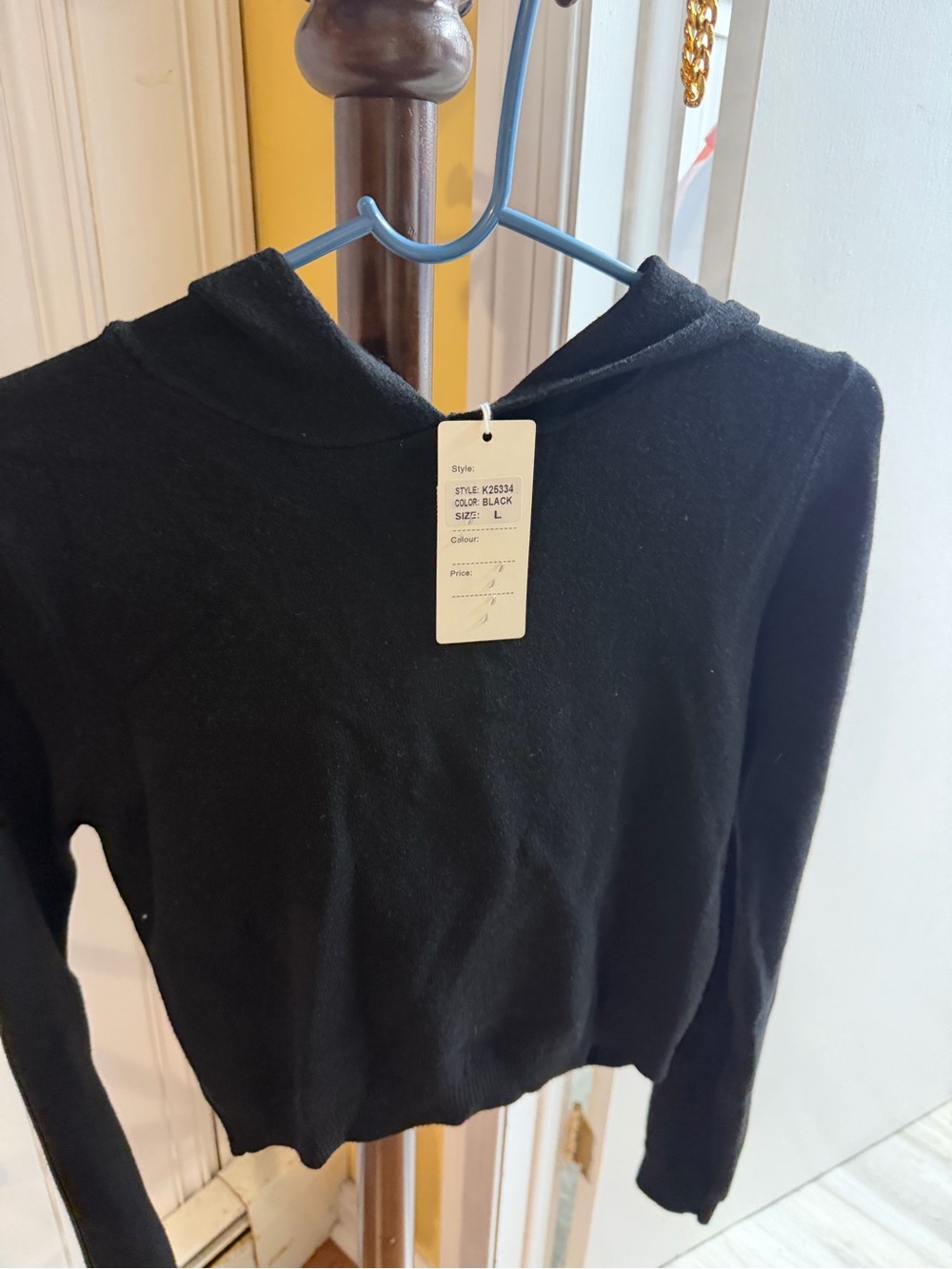 Black Cropped Hoodie with Tag